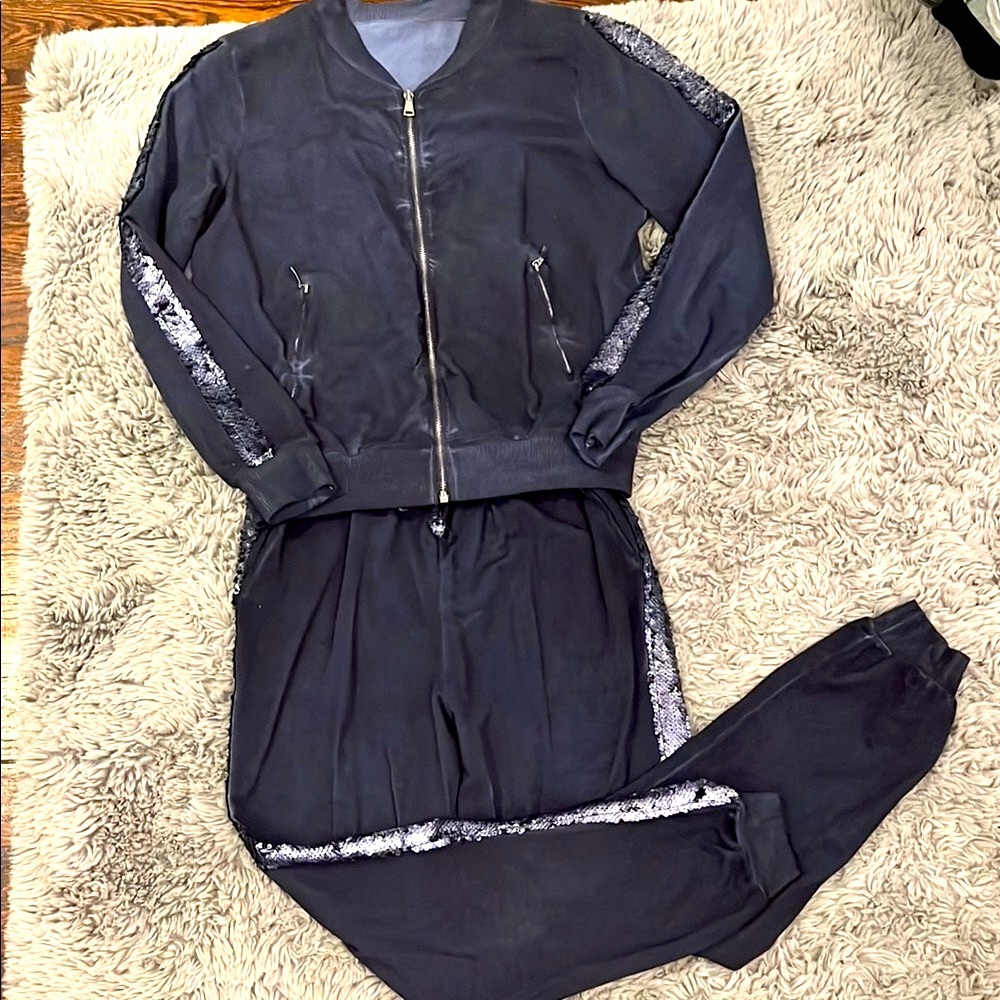 Dark grey Sequin Track Pants & Joggers